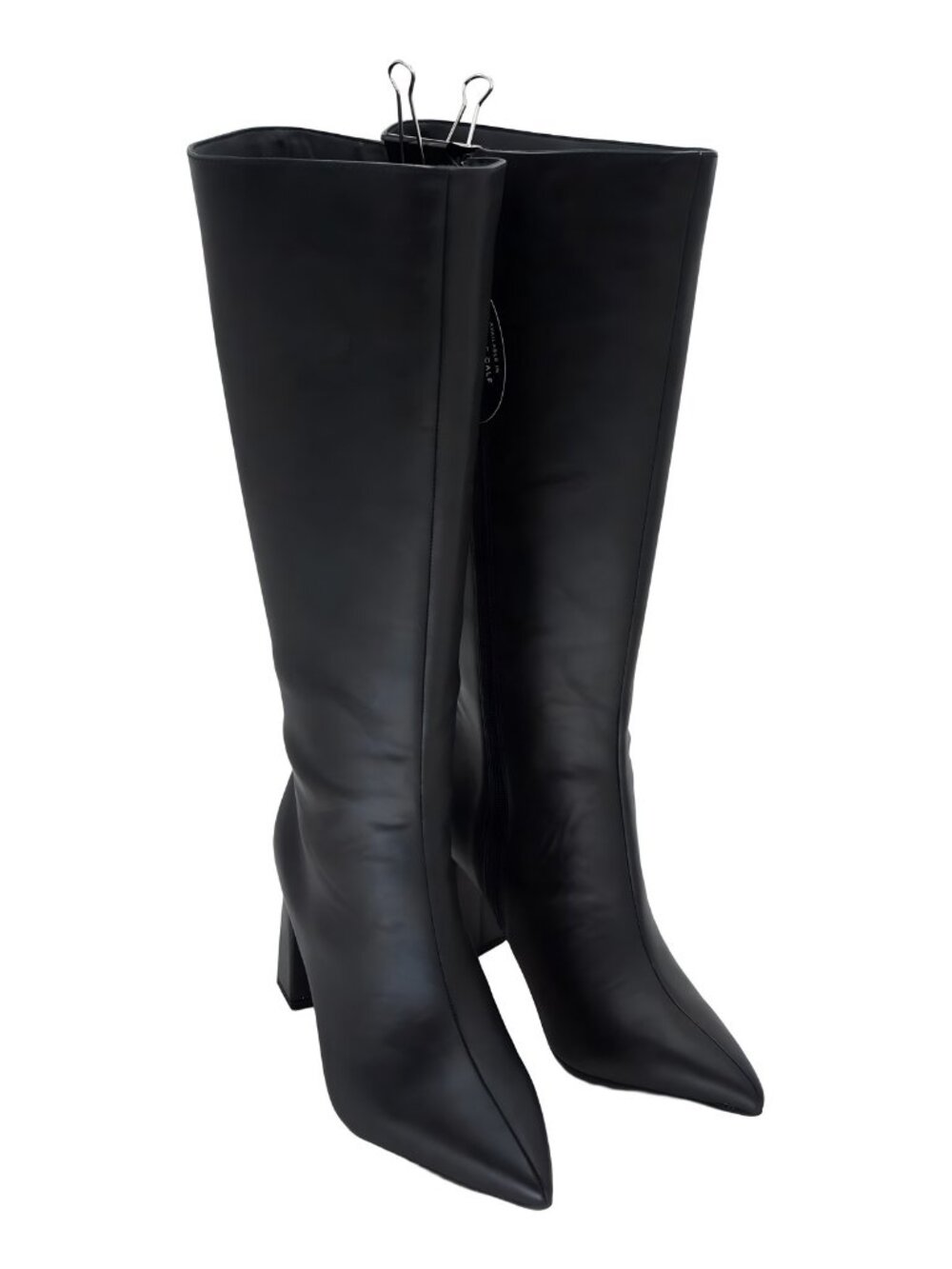 Wild Pair Womens Islah Tall Pointed Toe Block Heeled Boot Wide Black Sz 6.5W